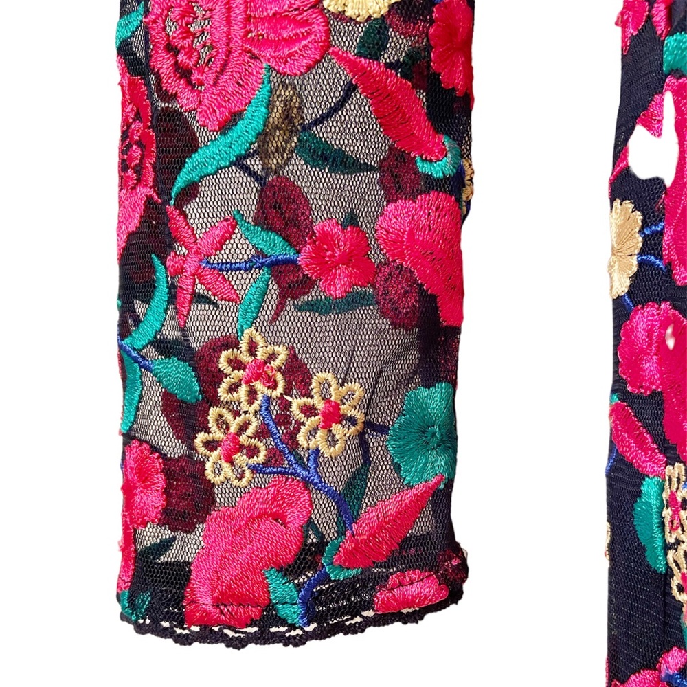 Dress the Population Sophia Embroidered Floral L Sleeve Bodycon Midi Dress XS - Picture 4 of 7